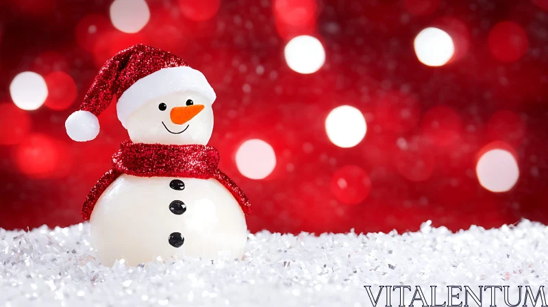 Cheerful Christmas Snowman in Red and White AI Image