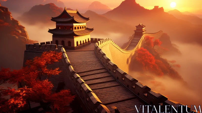 Captivating Great Wall of China Wallpaper | Digital Illustration AI Image