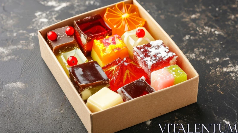 Colorful Jelly Candies in a Box | Vibrant and Tempting Treats AI Image