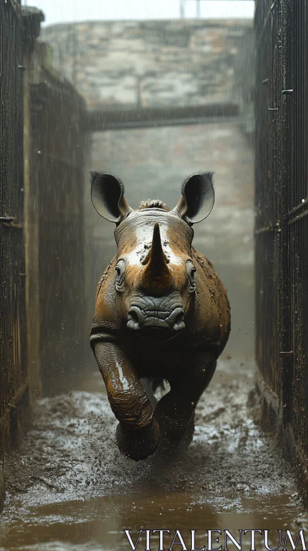 Powerful Rhinoceros in Motion AI Image