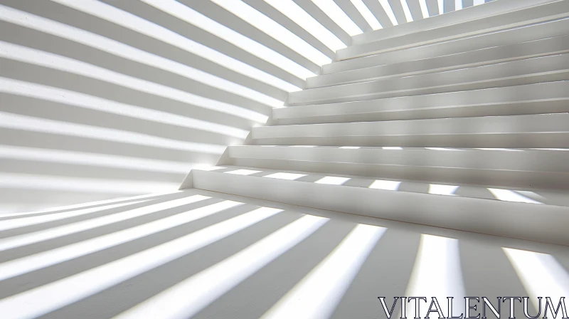 Elegant White Staircase Illuminated by Sunlight AI Image
