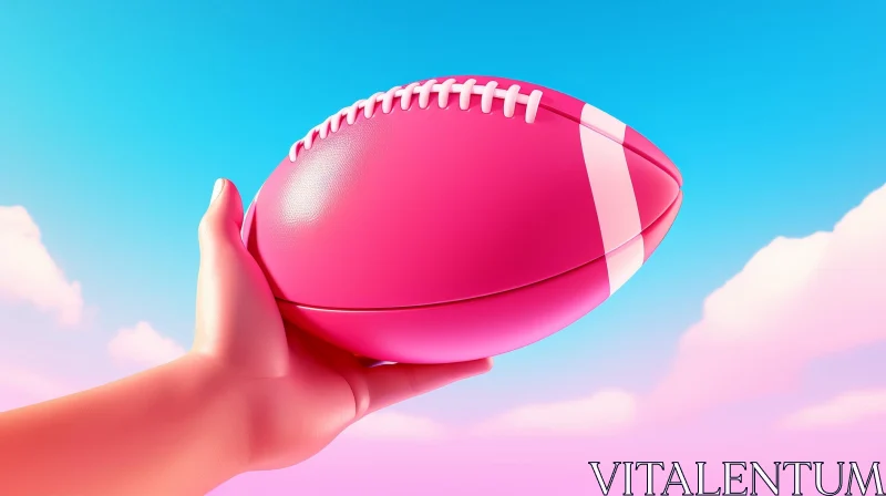AI ART Pink American Football on Gradient Background | 3D Render