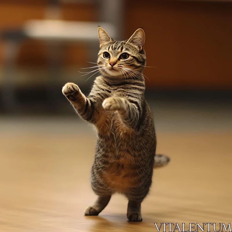 Adorable Tabby Cat in a Playful Pose AI Image