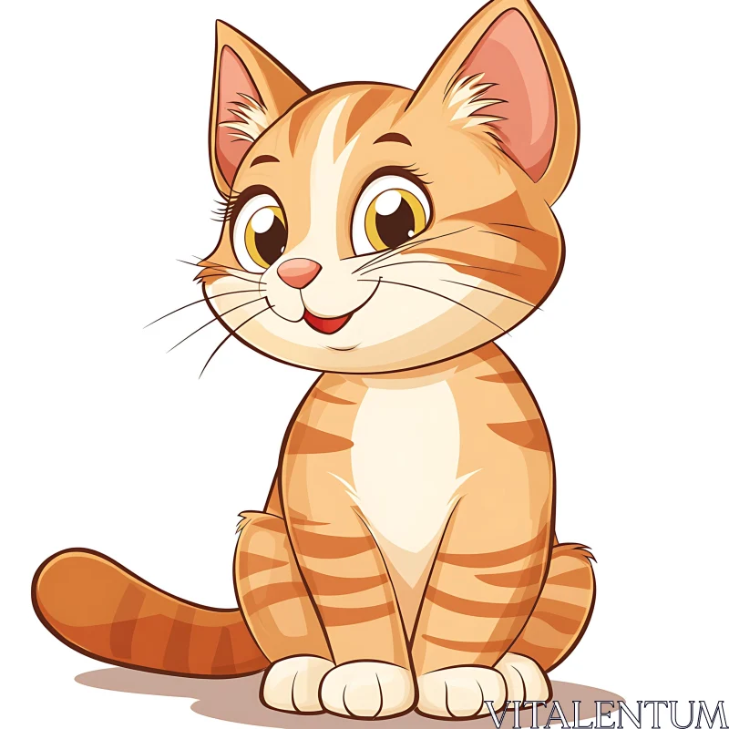 Cute Orange Tabby Cat with Big Eyes AI Image