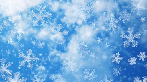 Snowflakes in a Blue Sky