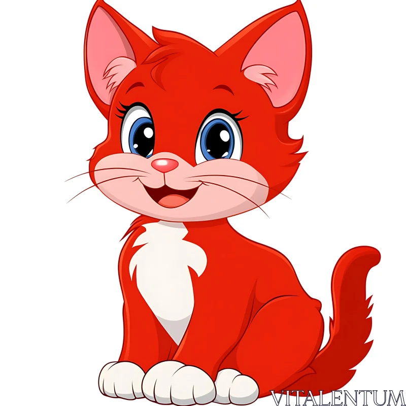 Charming Cartoon Red Cat AI Image