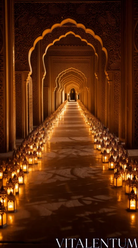 Enchanting Candlelit Hallway: A Romantic and Atmospheric Architecture AI Image