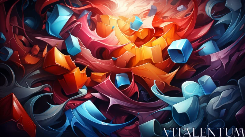 Expressive Abstract Painting | Dynamic Colors and Energy AI Image