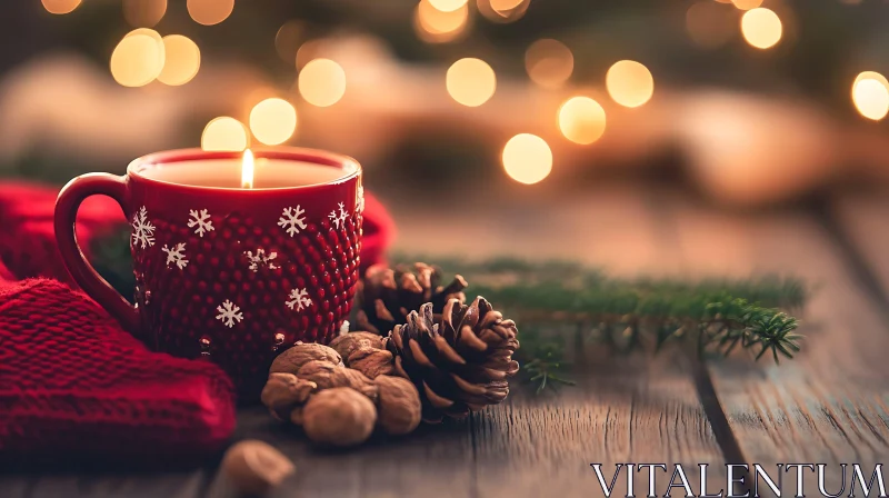 AI ART Warm Holiday Vibes with Candle and Christmas Decor