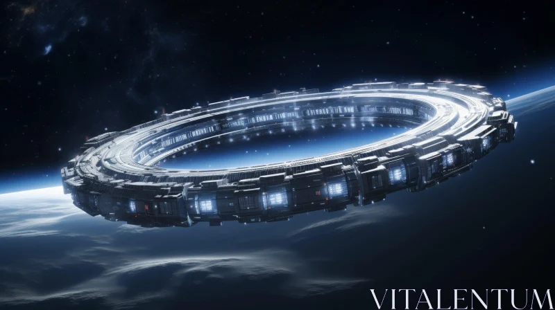 Futuristic Space Station | Sci-Fi 3D Rendering AI Image