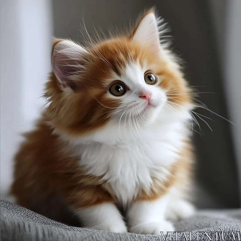 Cute Kitten with Fluffy Fur and Large Eyes