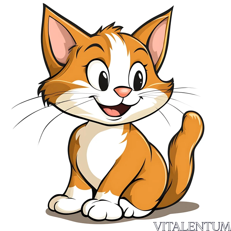 Adorable Cartoon Cat with Expressive Eyes