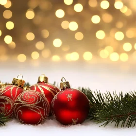 Festive Holiday Decorations with Pine Branches