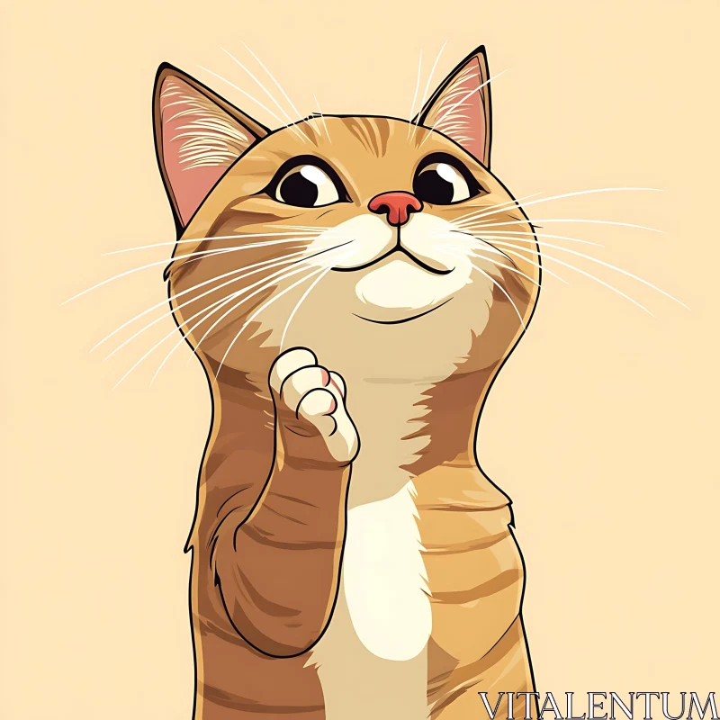 Playful Ginger Cat Cartoon Art