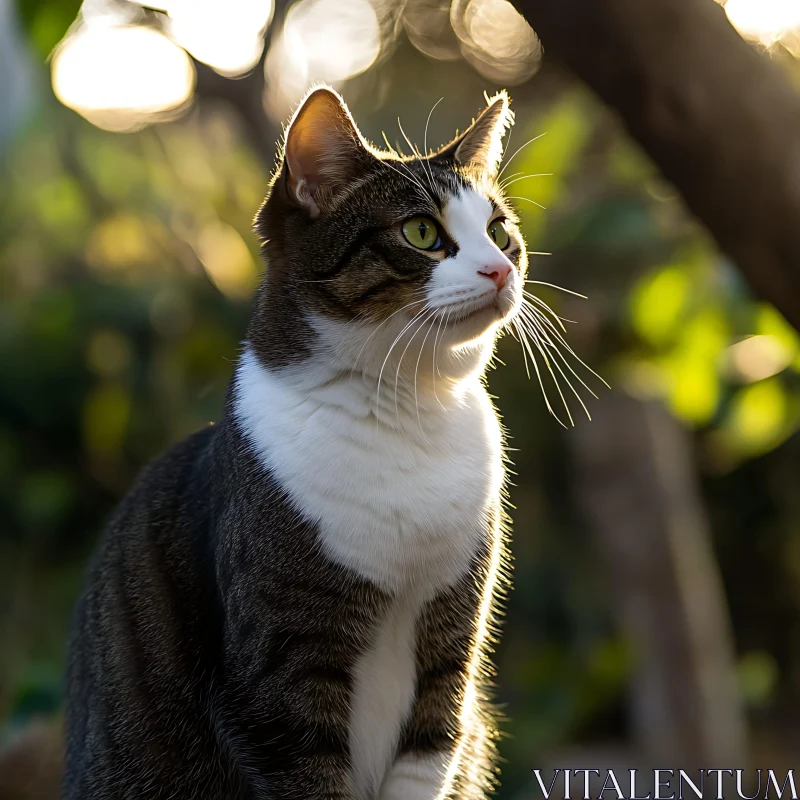 Majestic Cat with Stripes in Natural Light