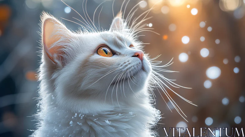 Majestic White Cat in Soft Snow