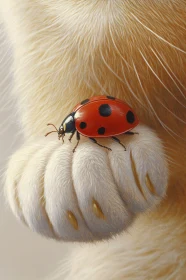 Ladybug on Soft Fur Close-up