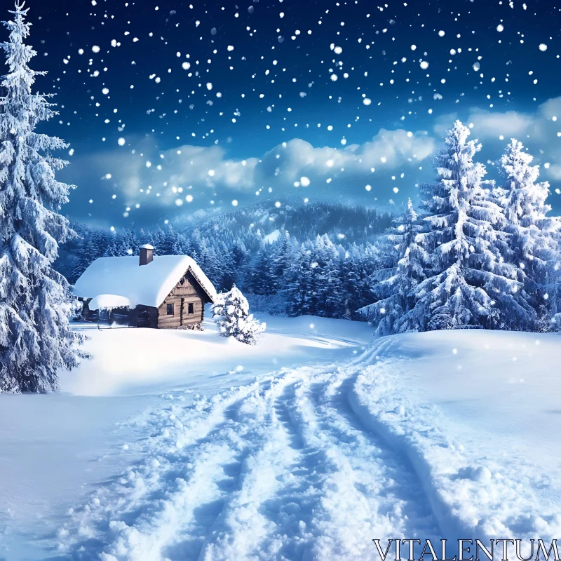Winter Wonderland: Cozy Cabin in Snow