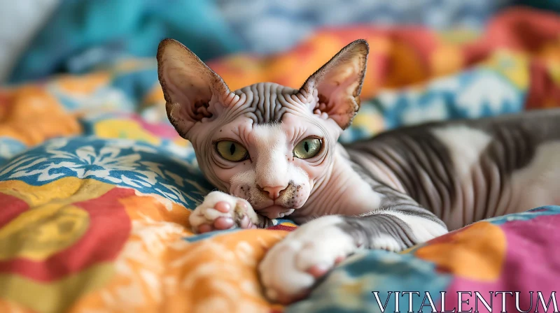 Relaxed Sphynx Cat in Cozy Setting