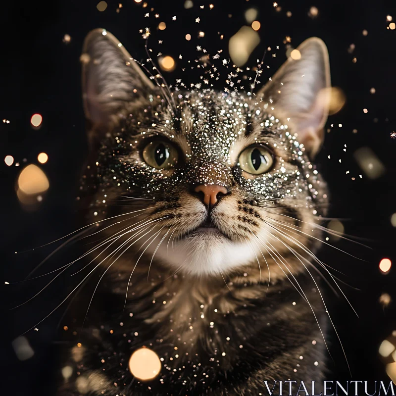 Sparkling Cat with Glitter - Enchanting Feline Image