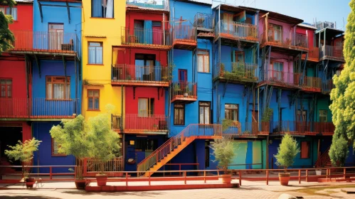 Colourful Balconies and Houses: A Multicultural Fusion of Graffiti-Inspired Details