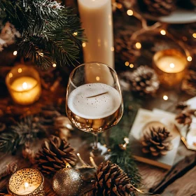 Holiday Wine and Candlelit Decor