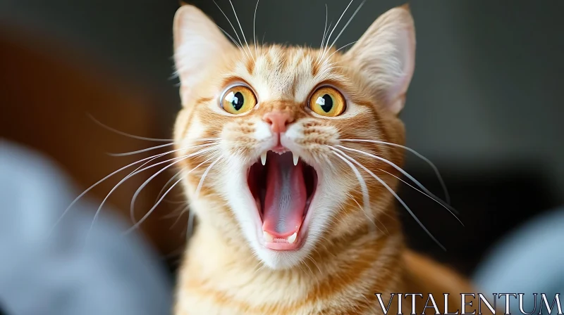 Close-Up of Surprised Ginger Cat