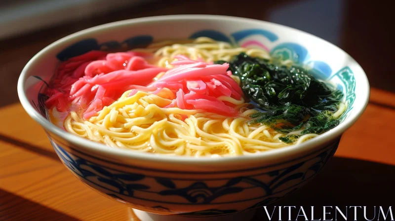 Delicious Ramen Noodles with Pickled Ginger and Seaweed
