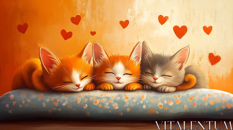 Cute Sleepy Kittens Resting Together