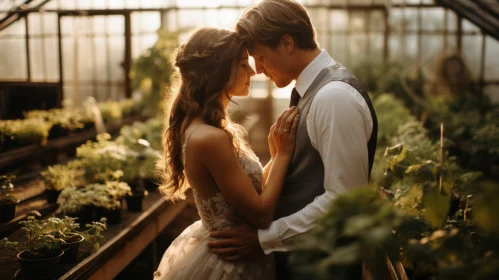 Romantic Wedding Portrait in Greenhouse - Y2K Aesthetic