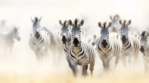 Zebras Running in African Savanna - Majestic Wildlife Scene