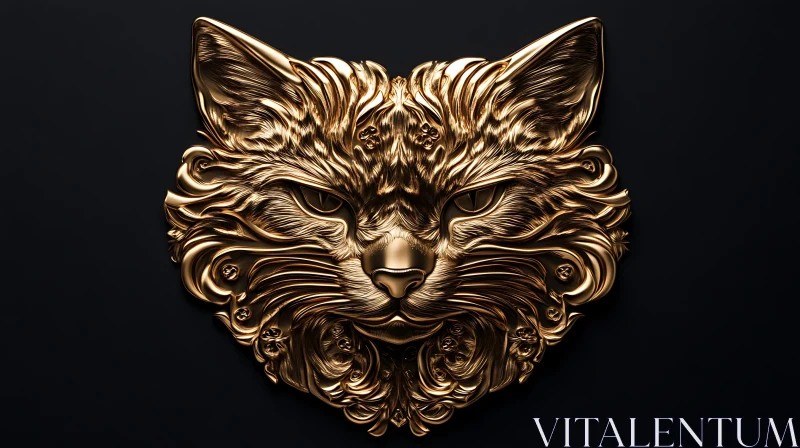 Luxurious Golden Cat Portrait AI Image