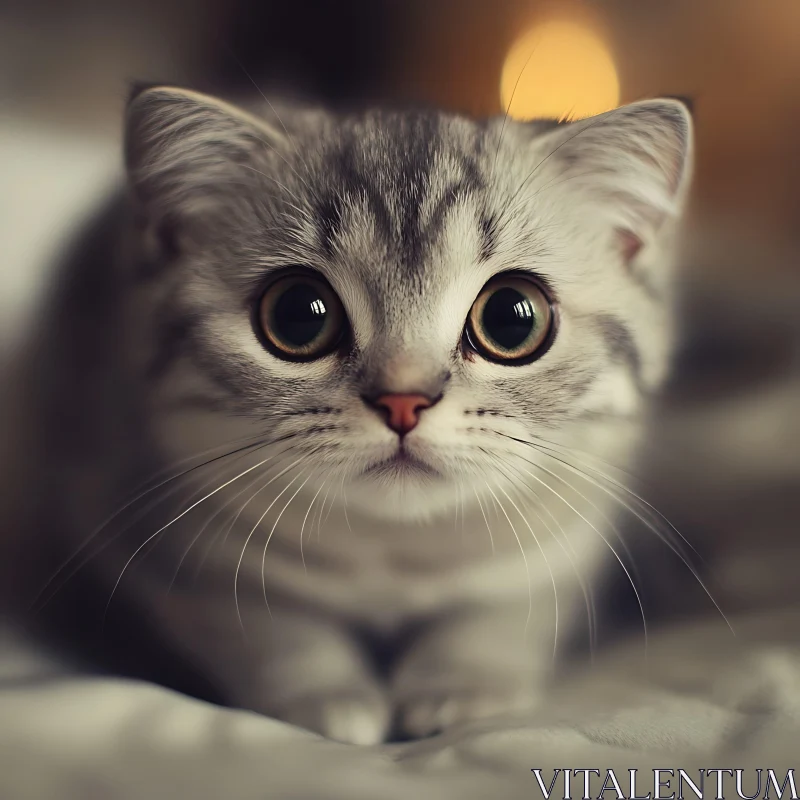 Cute Fluffy Grey Kitten AI Image