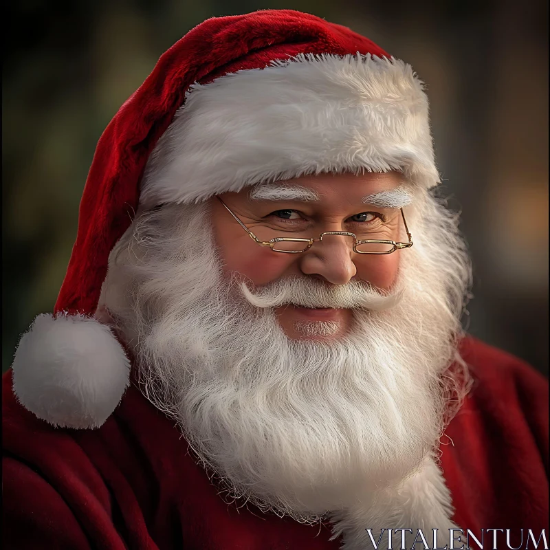 Jolly Santa Claus with White Beard and Glasses AI Image