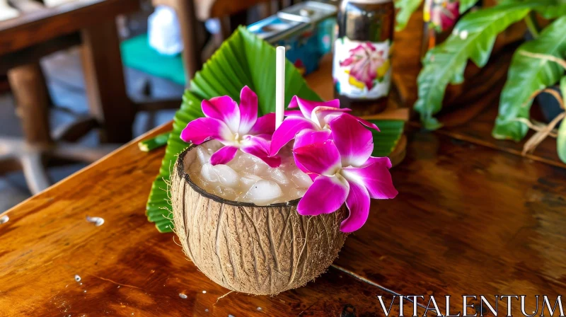 Exquisite Coconut Cup: Refreshing Elegance and Tropical Delight AI Image