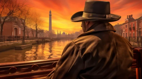 Mysterious Man at Sunset in Old Town - Xbox 360 Graphics