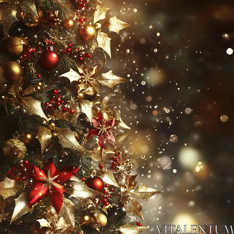 Golden-Decorated Christmas Tree AI Image