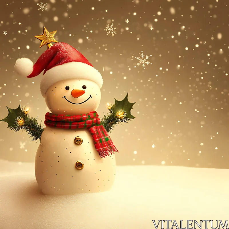 Festive Holiday Snowman in Winter Wonderland AI Image