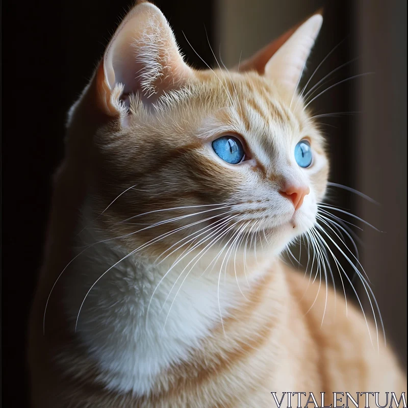 AI ART Ginger Cat with Striking Blue Eyes