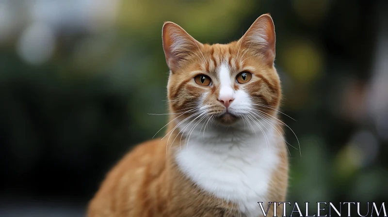 Portrait of a Beautiful Orange and White Cat AI Image