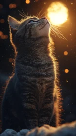 Serene Cat in Moonlight