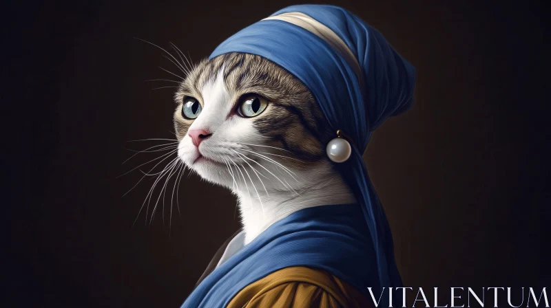 AI ART Feline Elegance: Cat in Classic Portrait Style