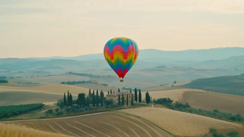 Captivating Hot Air Balloon Floating Above a Field - Florentine Renaissance