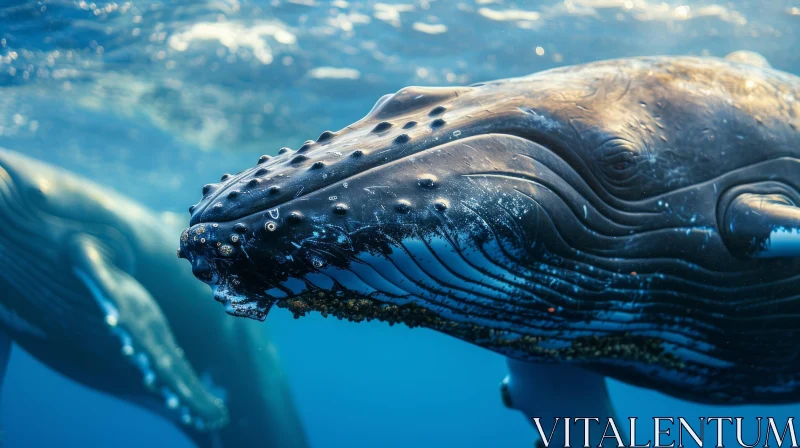 Close-up of Humpback Whale's Head Underwater | Majestic Image AI Image