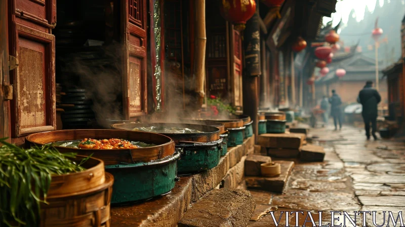 Enchanting Chinese Village Street: A Captivating Snapshot AI Image