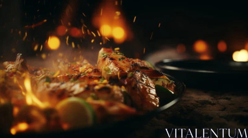 Fiery Delights: Grilled Fish and Exotic Birds in Unreal Engine AI Image