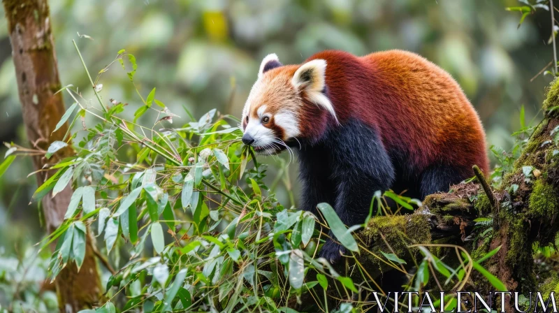 Red Panda Portrait: Majestic Arboreal Mammal in Himalayan Habitat AI Image