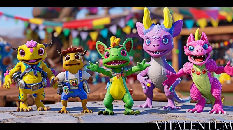 Vibrant Cartoon Characters in Unreal Engine 5 Parade AI Image