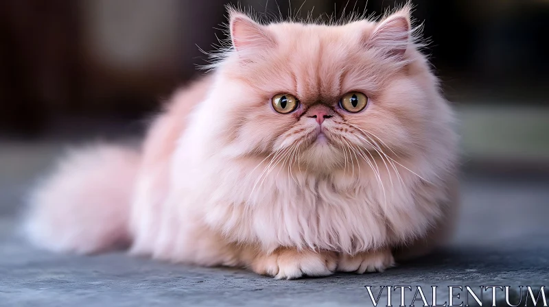 Detail of a Ginger Cat with Fluffy Fur and Flat Face AI Image