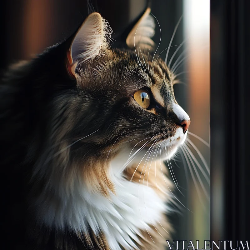 Majestic Feline Gaze in Natural Light AI Image